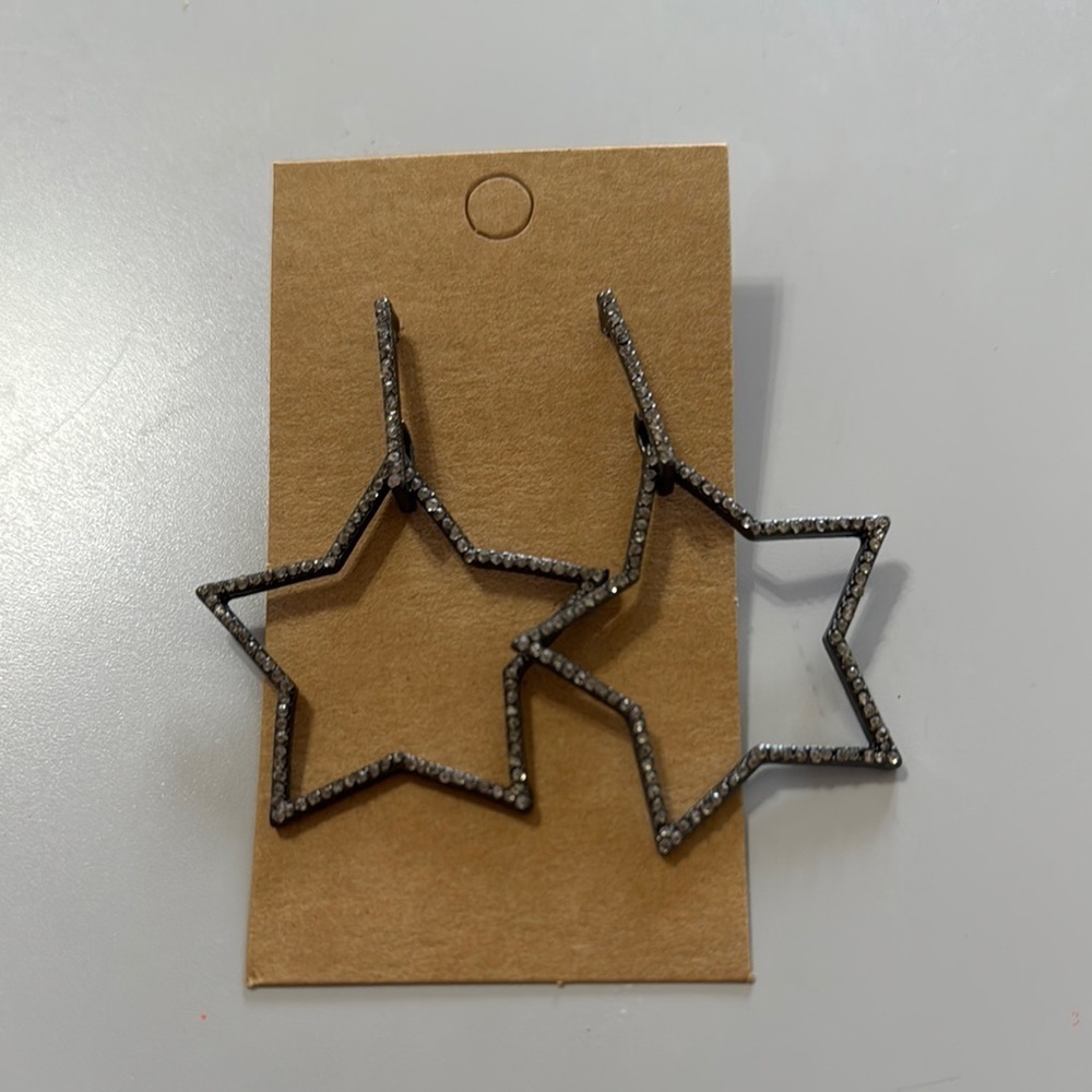Star Shaped Black Metal Earrings